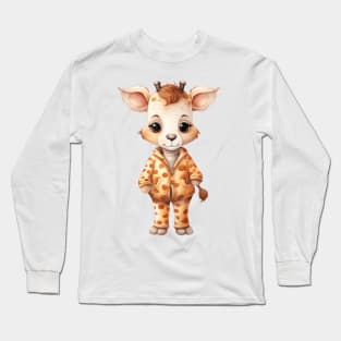 Giraffe Wearing Pajamas Long Sleeve T-Shirt